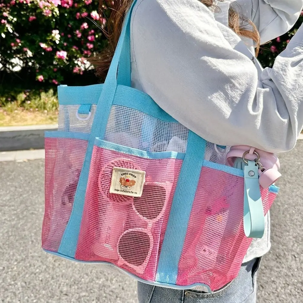 Multifunktionale Mehrtaschen-Netztasche, Handtasche mit großer Kapazität, Schwimmtasche, tragbare Toilettenartikel-Aufbewahrungstasche für Frauen und Mädchen – Detail 10
