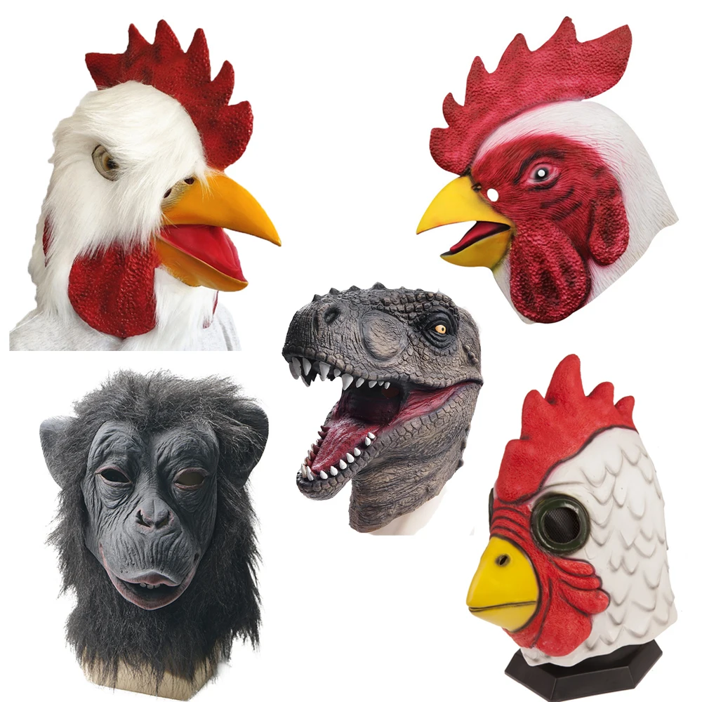 

Halloween Latex Adult Richard Rooster Mask Hotline Miami Game Props 3D Stereo Rooster Head Carnival Party Role Play Animal Mask