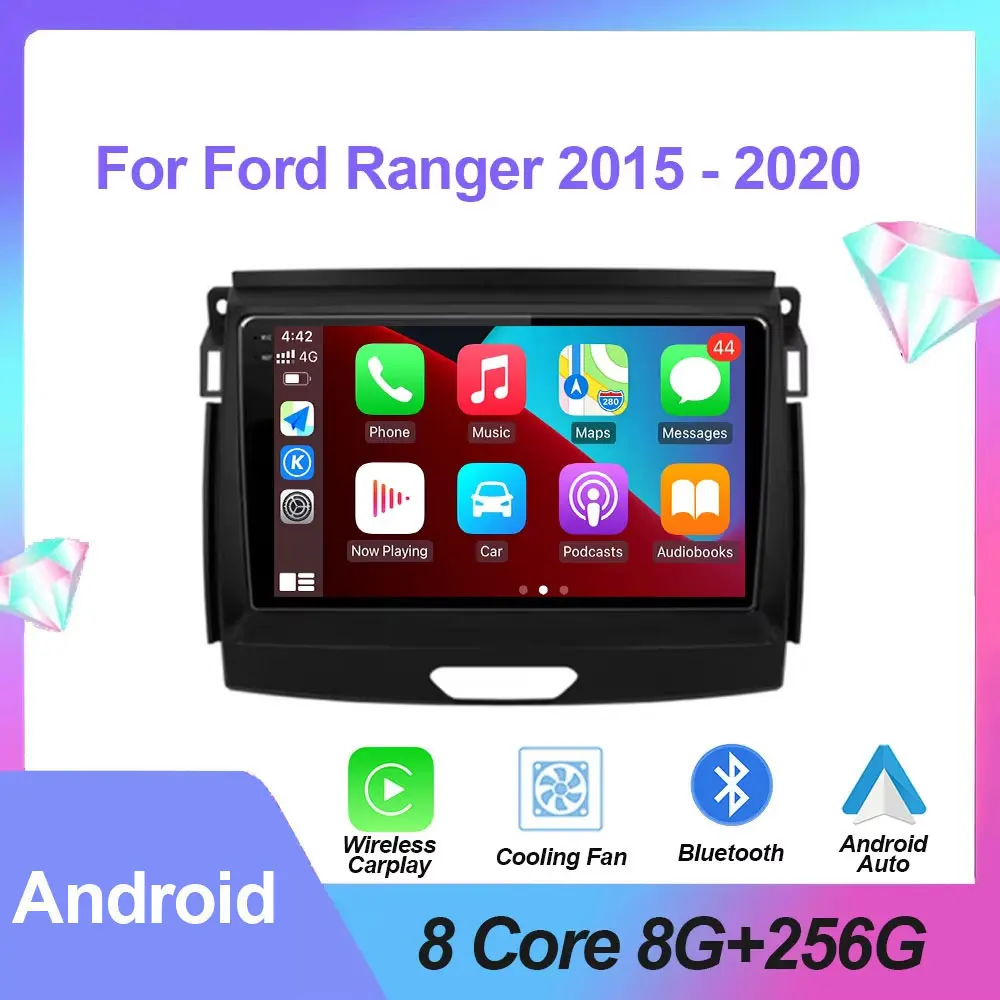 Android Auto Wireless Carplay Car Radio Stereo For Ford Ranger 2015 2016 2017 2018 2019 2020 GPS Navigation Multimedia radio