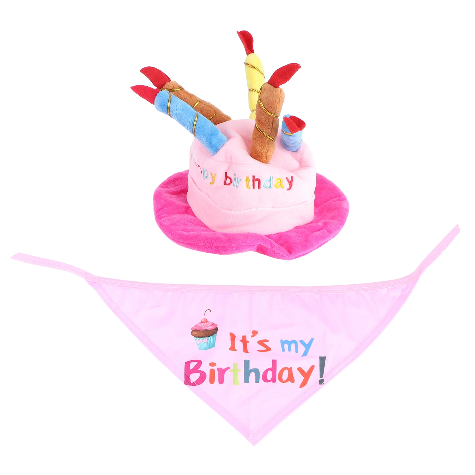 

Dog Birthday Hat Bib Collar Set Pink Fashion Party Decoration Adorable Pet Collar Saliva Protector Birthday Party Outfit