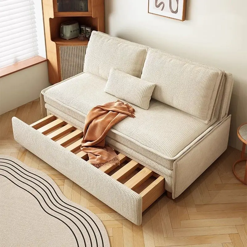 

Simple Corduroy Sofa Bed Retractable Foldable Multifunctional Double Sofa Bed