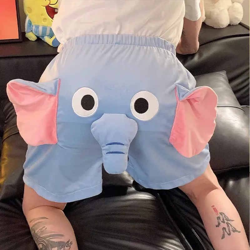 New Y2k Men Casual Anime Pajama Couple Pyjama Shorts Pyjama Cartoon Sleepwear Shorts Elephant Trunk Home Short Pants Gift