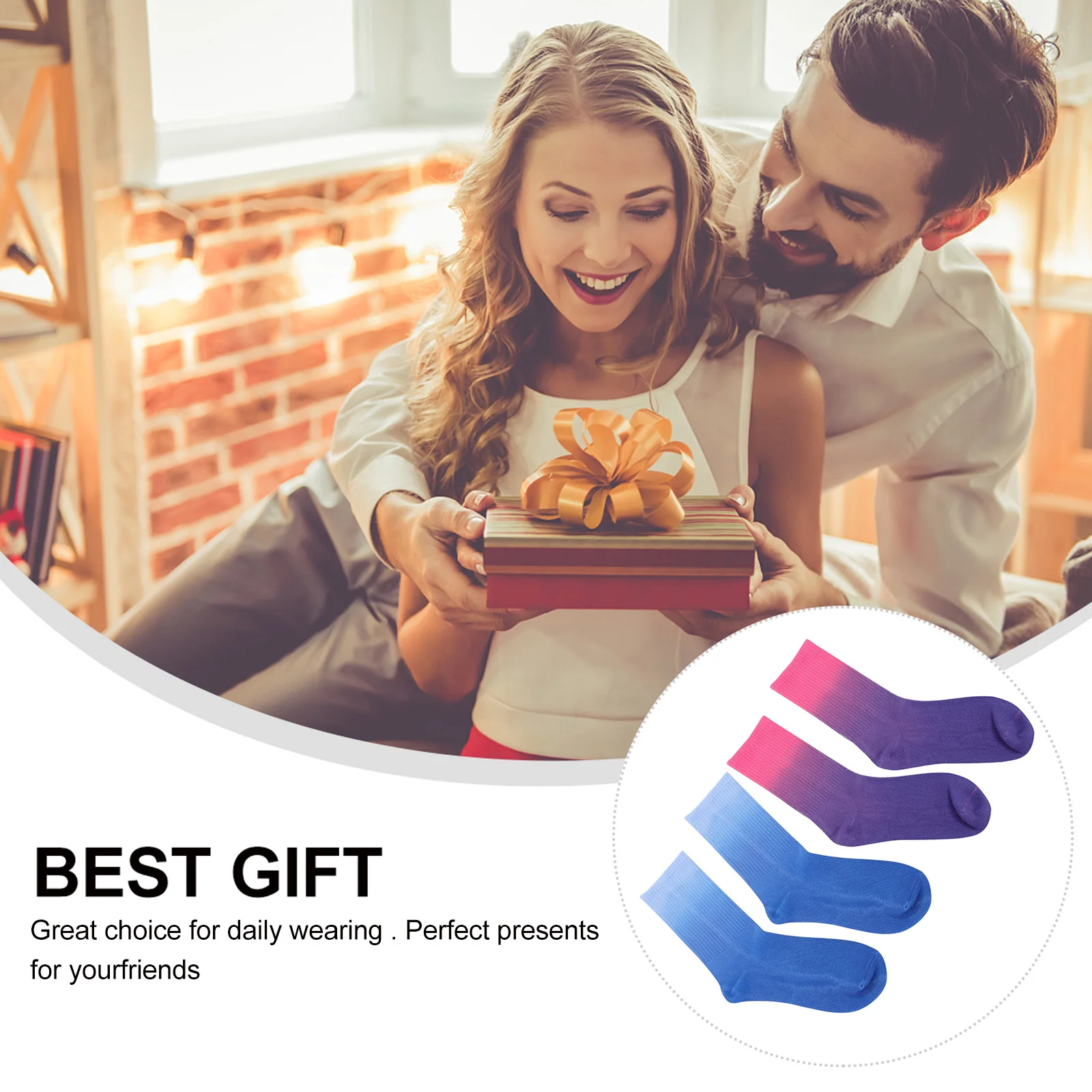 

2Pairs Stylish Tie-Dyed Cotton Socks Gradient Color Comfortable Ankle Fit Sweat Absorbing Tie-Dyed Cotton Socks