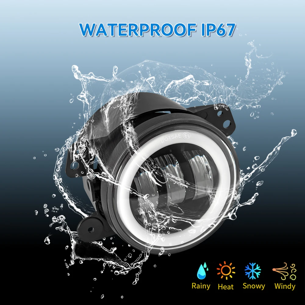 60W 4 Inch LED Fog Lights With White Halo Ring DRL Amber Turn Signal Lamp For Wrangler JK TJ LJ Dodge Chrysler image 5
