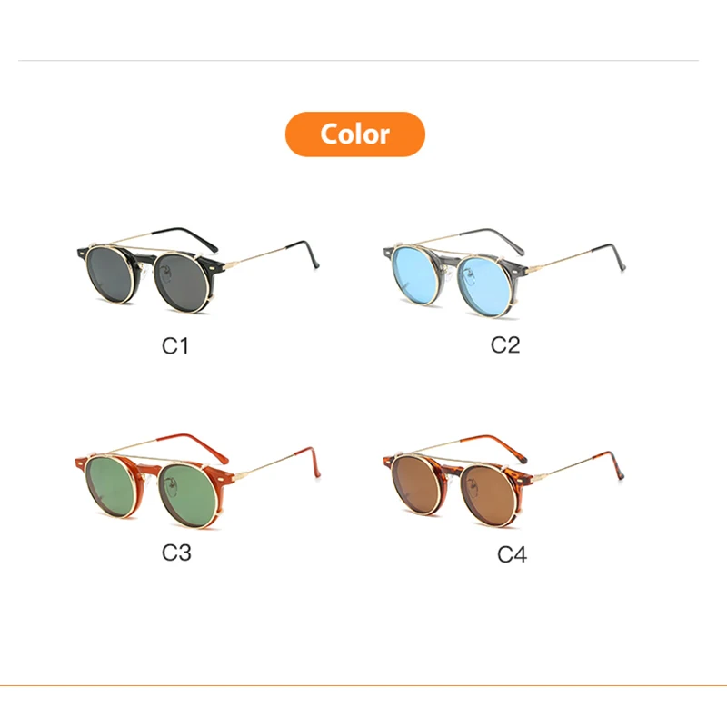 KANDREA Round Fashion Magnet Polarized Sunglasses Women Men Retro Glasses Frame Optical Fashion Prescription Eyeglasses 62678
