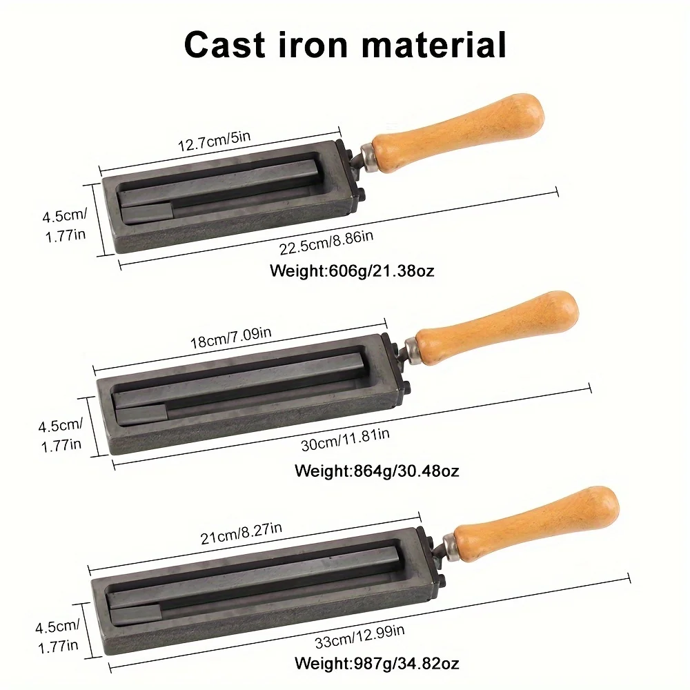 Jewelry Making Mold Oil Slot Melt Metals,Oil Groove Mold For Golden And Silvery Bars Rectangle Making Mold With Wooden Handle