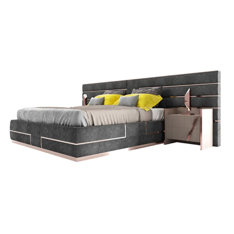 

Italian minimalist bed modern minimalist light luxury bed floor-to-ceiling bed master bedroom double wide screen