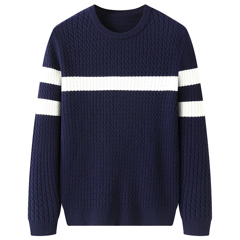 Men\'s Vintage Striped Knit Sweater, Oversized Pullover, Loose Knitwear, 7XL, 6XL, 5XL, Fall, Winter, Male Fashion, 2024