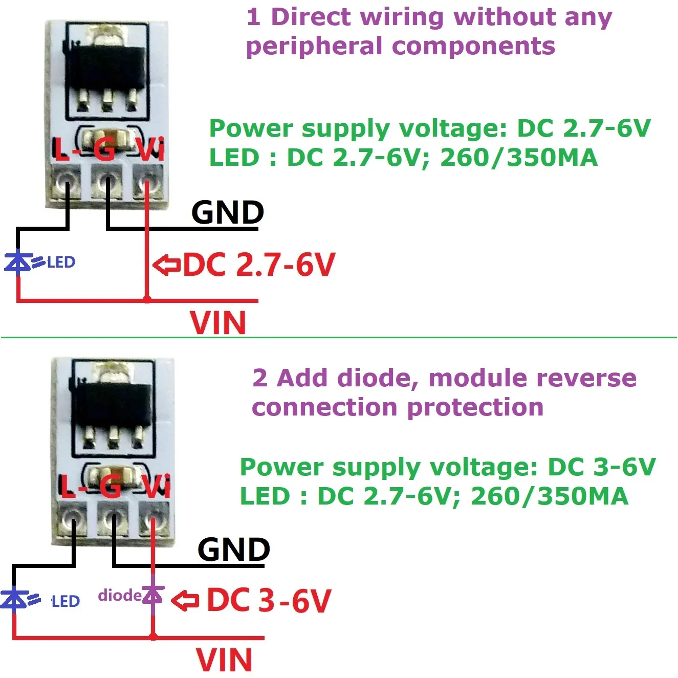 LDC350MA/B DC 3V 3.3V 3.7V 5V 260/350mA Constant Sink Current Multifunction LED Driver Board Parallel & Series Applications