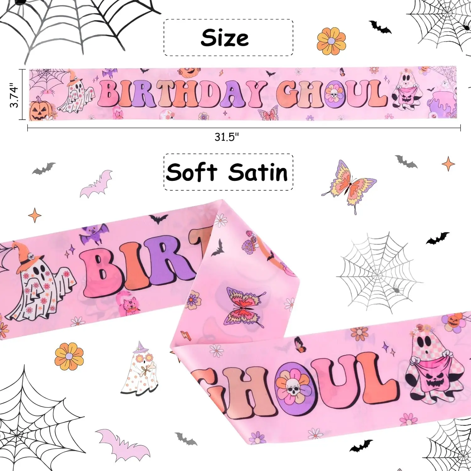 Cheereveal Halloween Birthday Sash, Birthday Ghoul Sash Groovy Hippie Retro  Party Decorations Favors Gifts Accessories