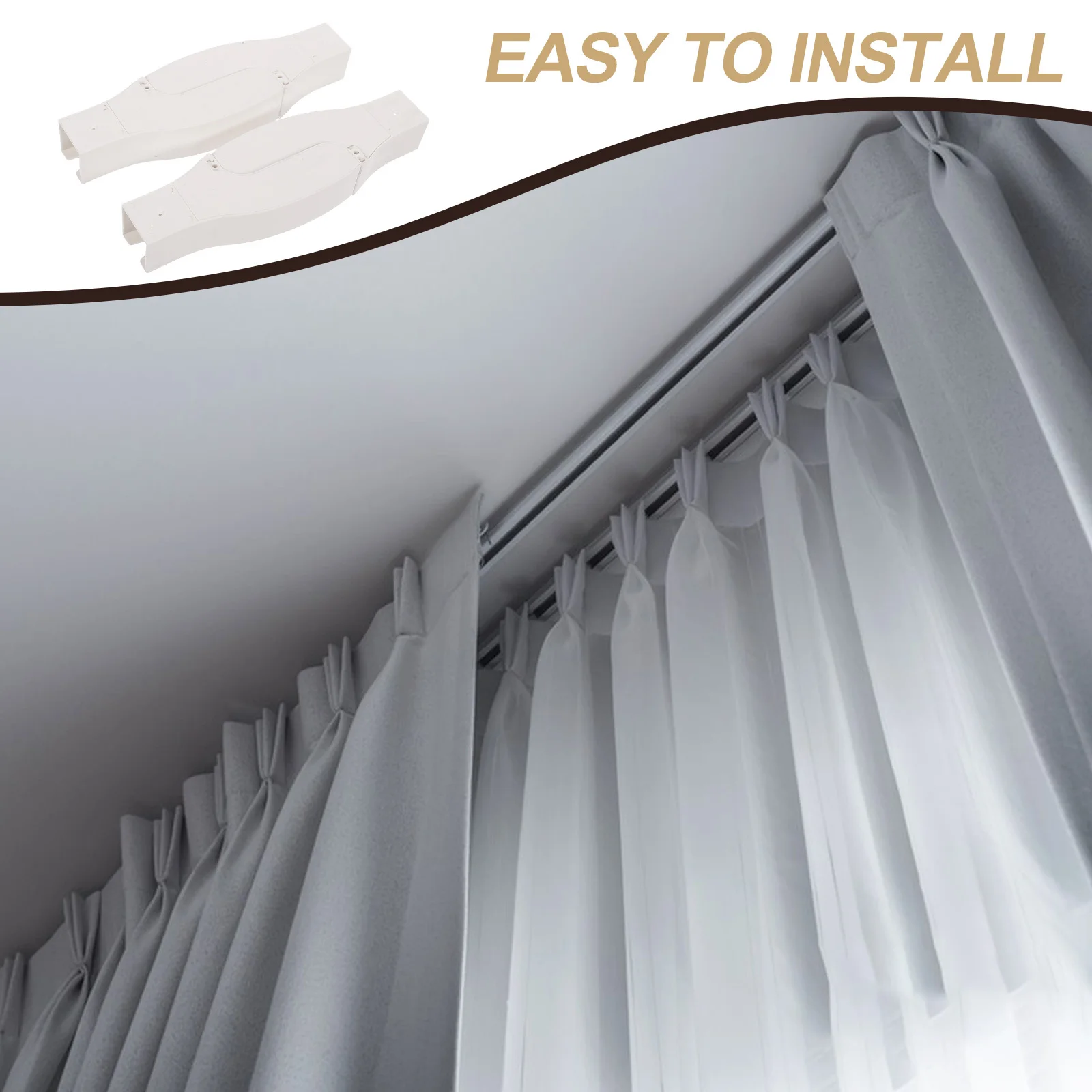 2 قطعة موصل مسار الستارة تصميم حجب الضوء المرن للسقف جدار جبل لا الحفر سهلة التركيب Rv الزاوية