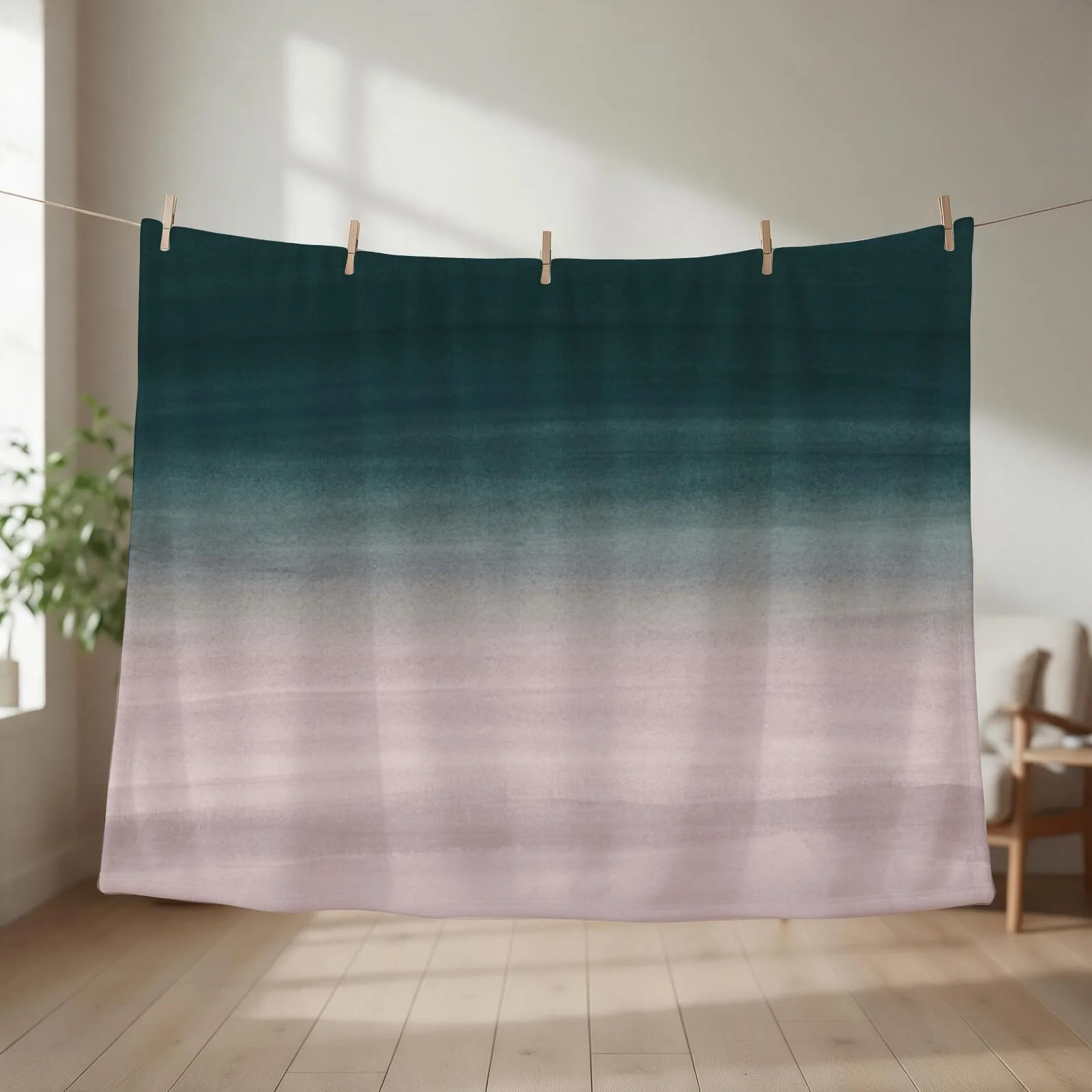 Touching Teal Blush Watercolor Abstract #1 #painting #decor #art Throw Blanket