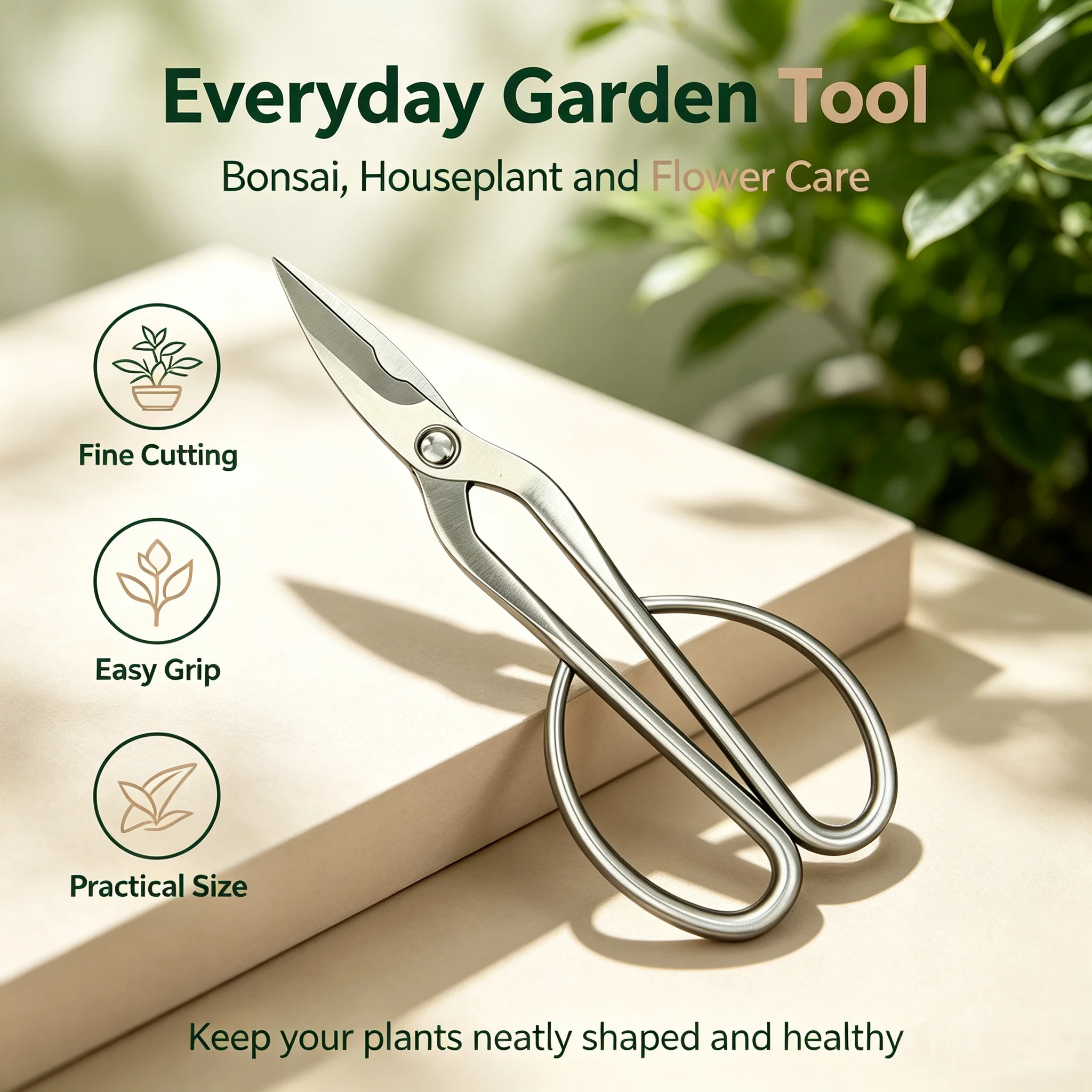 Japanese Style Loop Handle Bonsai Shears Stainless Steel Precision Pruning Scissors Ideal for Bud Cutting Twig Trimming Flower