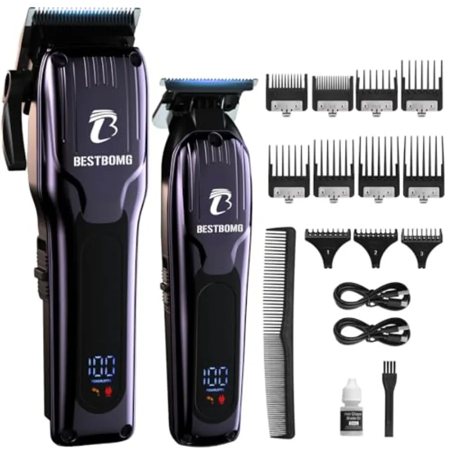 

Professional Cordless Hair Clippers for Men Blue Haircut Kit with Trimmer Set for Barbers BS-808C
