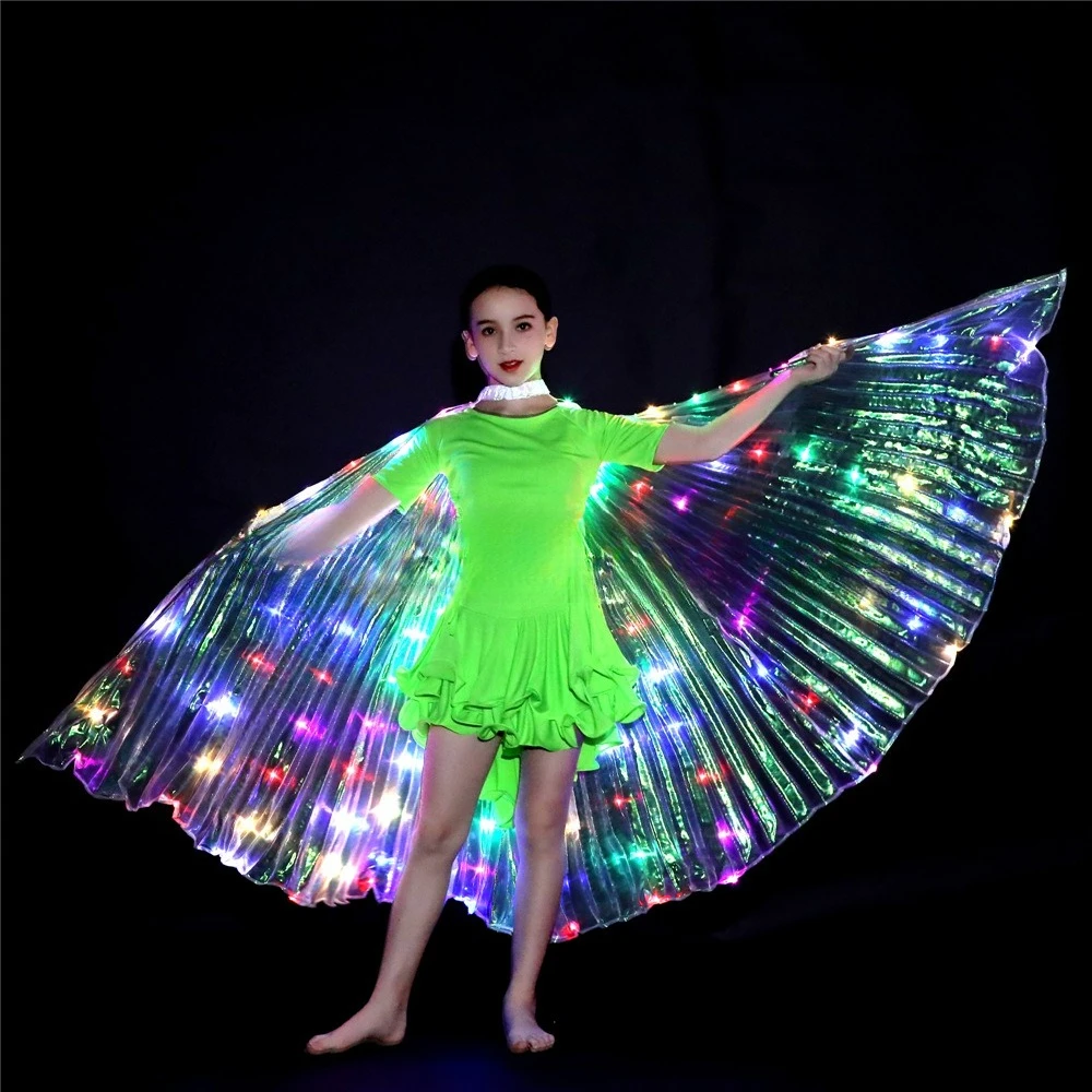 Alas LED, alas iluminadas coloridas, actuación de danza, espectáculo de danza del vientre, alas de plumas brillantes, fiesta de Festival alimentada por USB