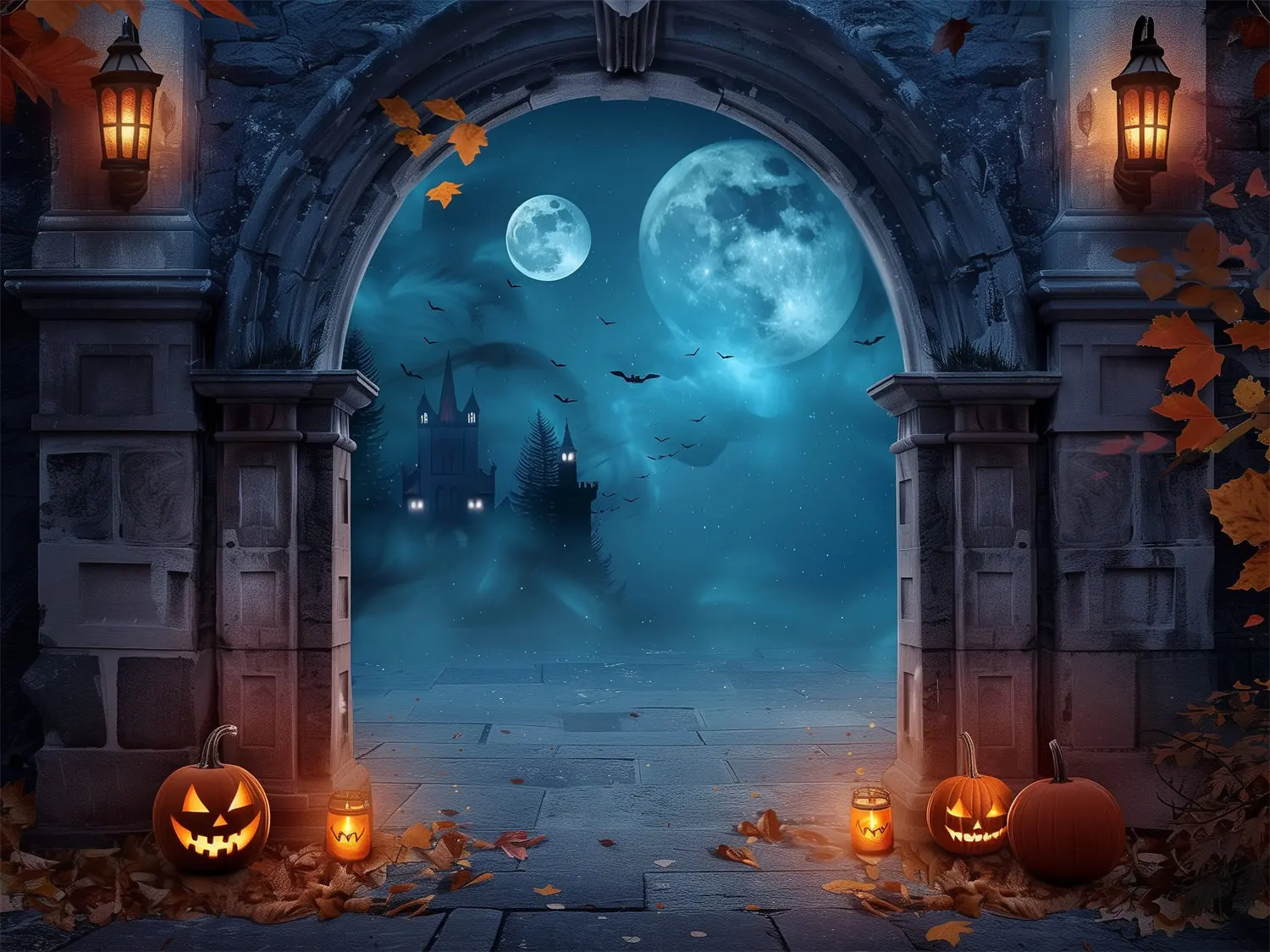 할로윈 디지털 배경 유령 배경 야간 사진 배경, 할로윈 파티 장식 소품 BG-1647