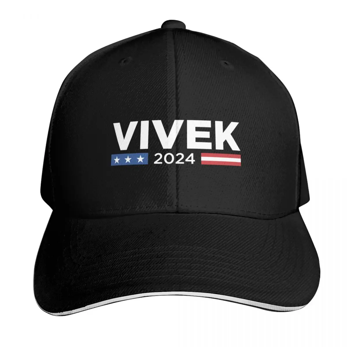 Vivek 2024 For President Stars And Stripes Baseball Cap Cotton Twill Breathable Contrast Two Tone Brim Snapback Flat Bill