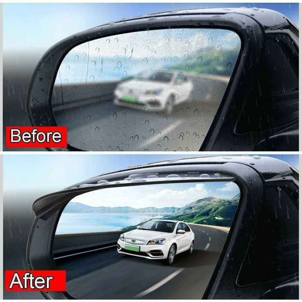 1 Pair Car Rear View Side Mirror Rain Board Eyebrow Guard Sun Visor Accessories Black Transparent 18*6CM Side Rear Mirror Visor