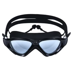 Adult Swimming Goggles High-Definition One-Piece Earplugs Goggles Waterproof Fog-Proof Men and Women Big Frame Swimming Goggles