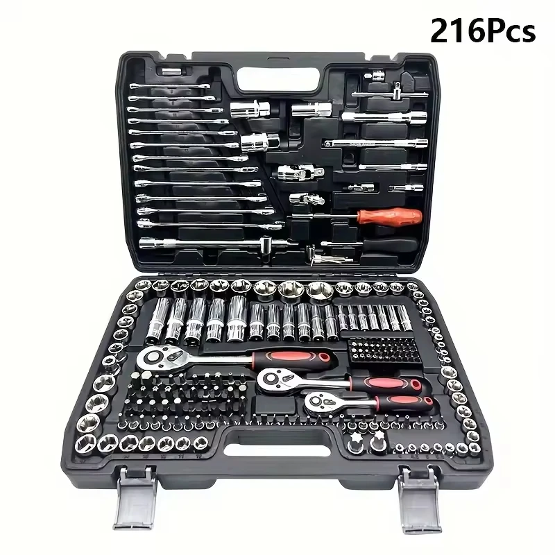 

216-Piece DIY Auto Repair Tool Kit Hand Power Source Ratchet Wrench Set OEM Customized for Car Bike Garden Maintenance CR-V