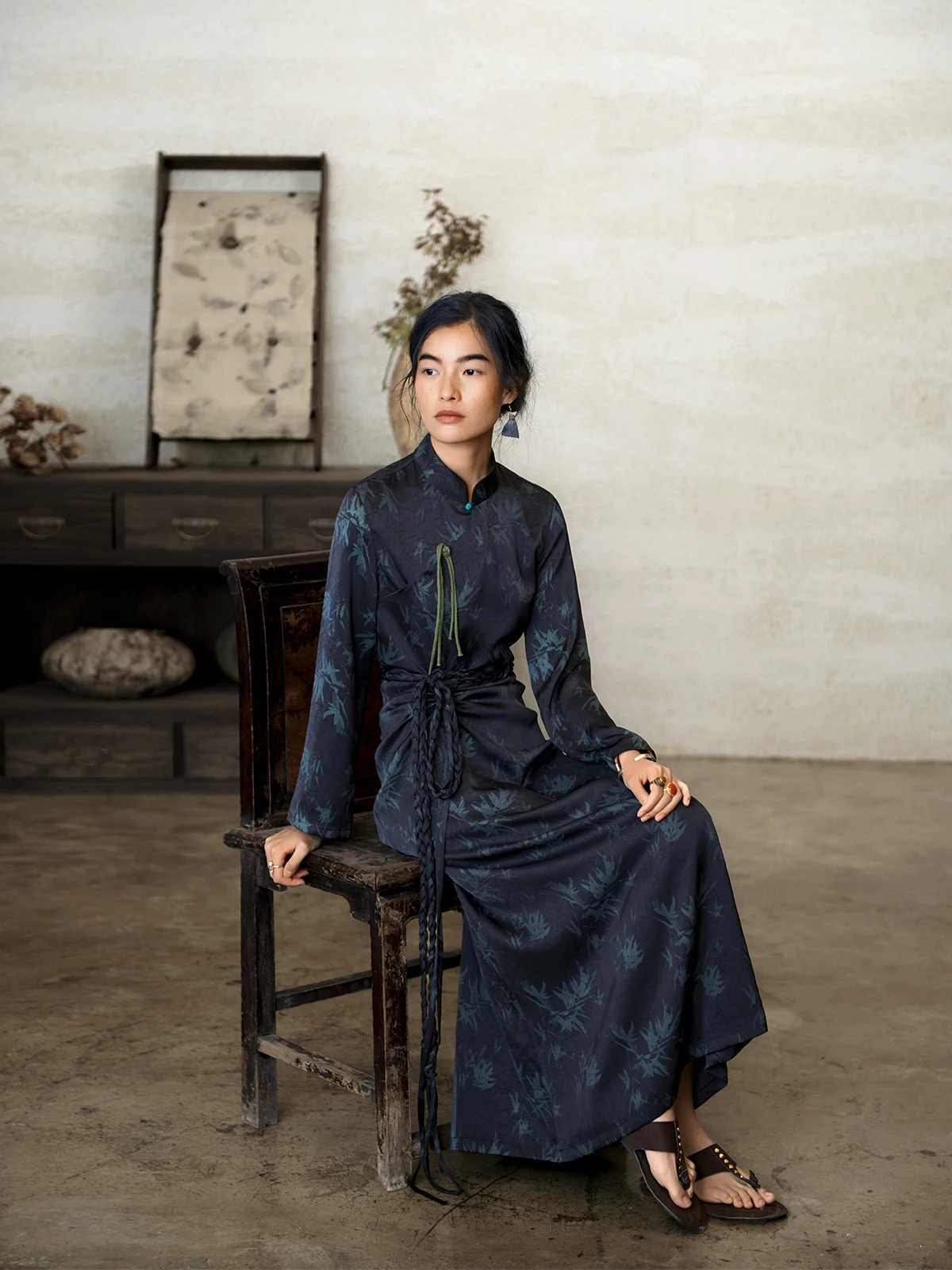 New Chinese Style Artistic Tibetan Clothing Improved Cheongsam Dress for Women
