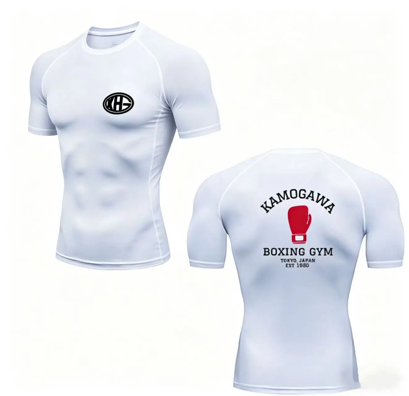 2026 New Anime Printed Men T Shirt Soft Slim Fit High Elastic Body Shaping Sports Tops For Running Workout Fitness Gym Quick Dry
