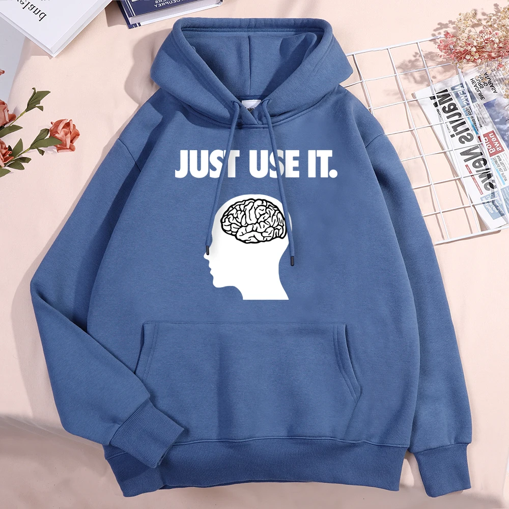 Just Use It The Brain Is A Good Thing Men Women Clothes Cartoon Fleece Hoodie Autumn Loose Hoodies Casual Pullover Hoodies