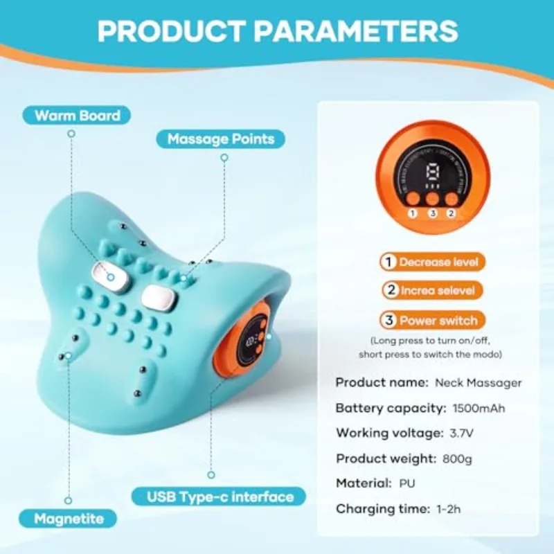 USB Rechargeable Deep Tissue Massager, Suitable for Wireless Portable Hot Compress Neck and Shoulder Massagers on the Neck, Back