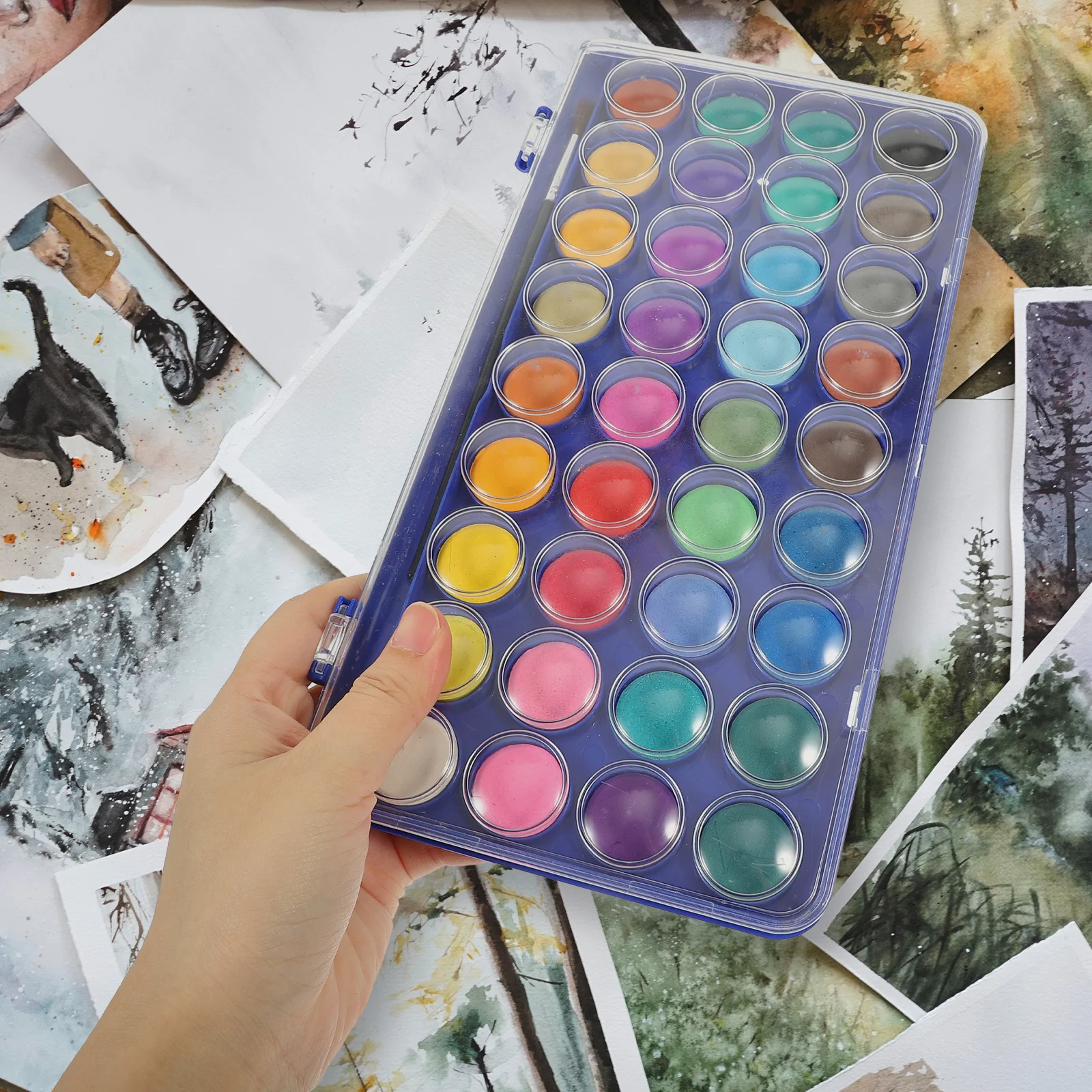 1 مجموعة 1 مجموعة مجموعة الطلاء بالألوان المائية المحمولة السفر المائية عدة للرسم في الهواء الطلق أصباغ اللوحة خفيفة الوزن لوازم الفن #3