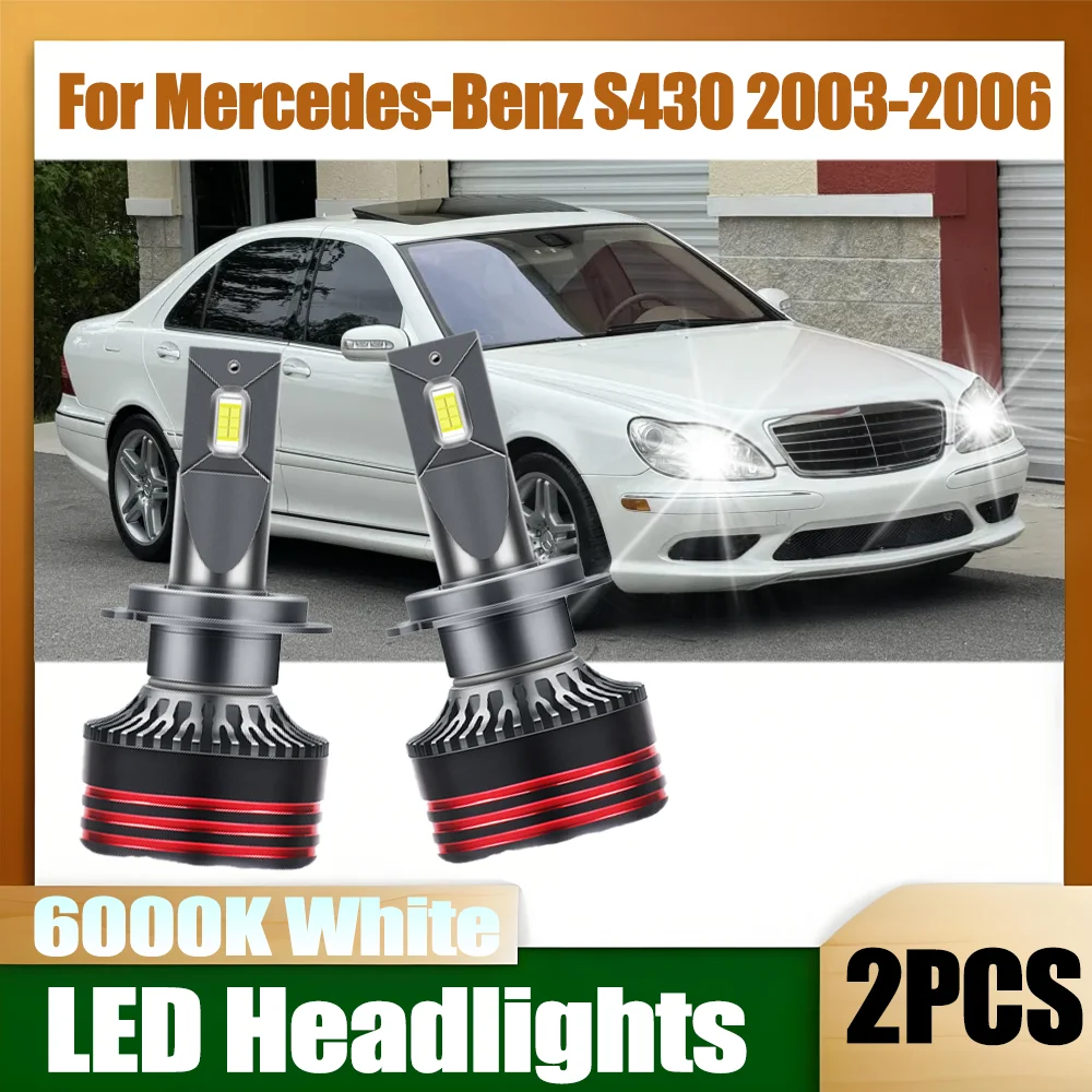 

2PCS 3570 CSP Chips LED Car Headlights 6000K White 150W 30000LM High Power 12V 24V For Mercedes-Benz S430 2003 2004 2005 2006