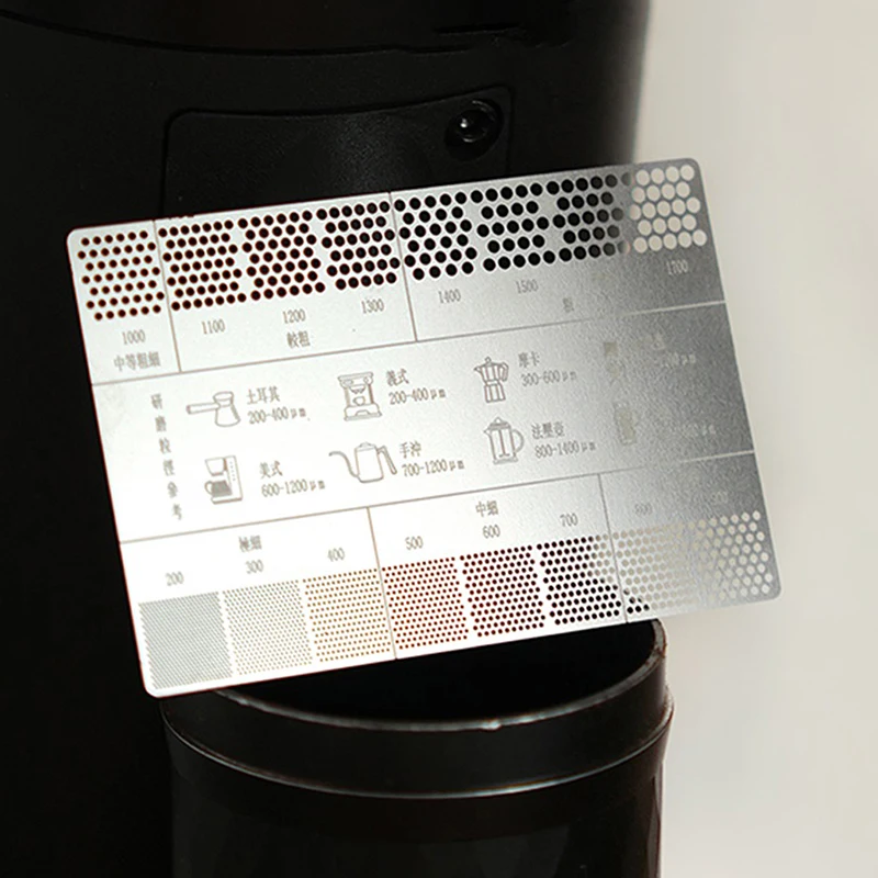 Moído Coffee Grind Reference Card, Cartão de conversão para Common Brewing Conversões relacionadas, Acessórios, Tamanho 200-1600um