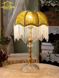 French Design Vintage Classical Table Lamp LED E27 Gold Lustre Atmosphere Bedside Tassel Desk Lights Bedroom Girls/Princess Room