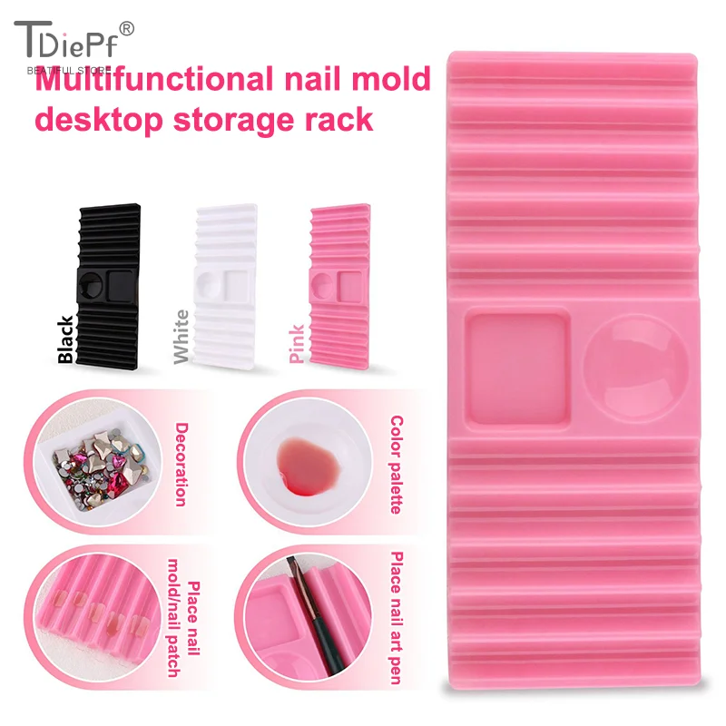 1PCS Nail Art Pen Holder 10-Compartment Brush Stand With Color Palette Organize And Display Manicure Tool Plastic Multi-purpose