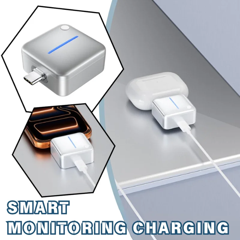 1/2/3/5 Auto Disconnect Type‑C Charging Adapter Full‑Charge Cut‑Off Device Battery Protection Real‑Time Monitor For Smartphone