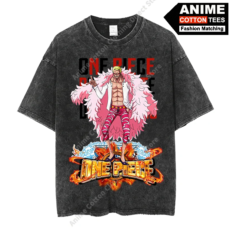 

Anime ONE PIECE - Celestial Dragons Doflamingo · JOKER Print T Shirt y2k Hip Hop Street Men Women Short Sleeve Cotton Loose Tees
