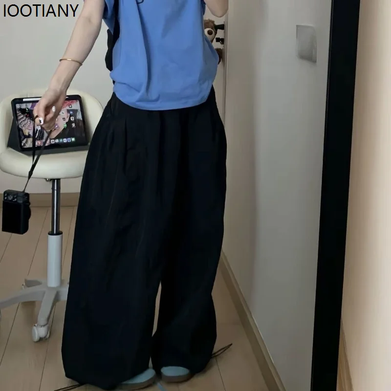 Gary Women's Overalls Wide Leg Stretch High Waist Solid Color Korean Style Fashion Loose Pants Grunge Rock Street Casual Cloth