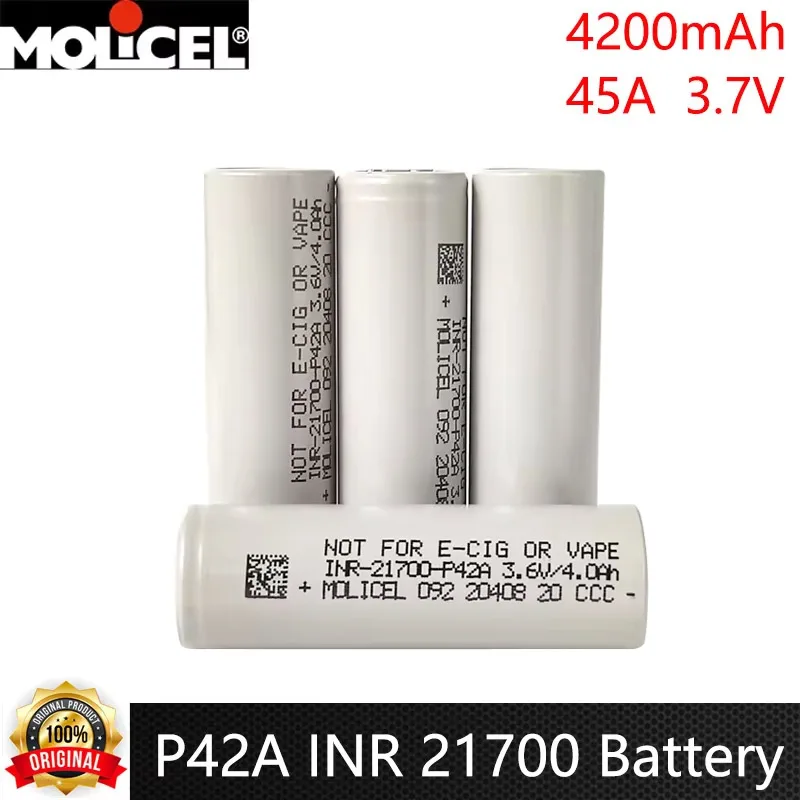 Molicel-Batterie articulation ion aste d'origine, P42A INR 21700, cellule pour lampe de poche, jouets, grande puissance, 4200mAh, 30A, 45A, 3.7V