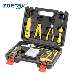 ZoeRax Network Tool kit, RJ45 Crimp Tool Pass Through Crimper, Wire Tracker, Punch down Tool, Stripper, Cutter, Cat6 Connectors