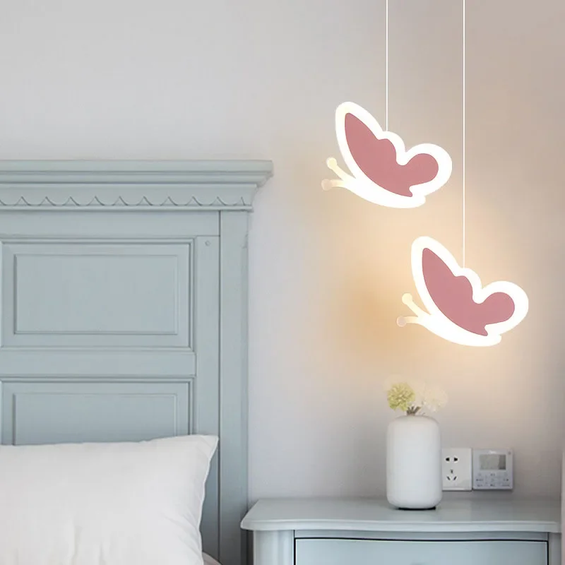 

Modern Pendant Light Nordic Blossom Butterfly White Pink Heart Lamp for Children's Room Simple LED Chandeliers Lampara