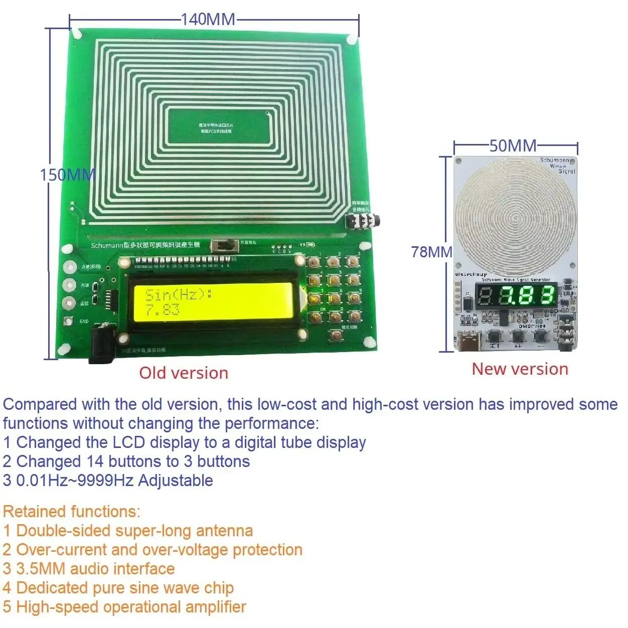 مولد إشارة موجة جيبية صغير 7.83 هرتز شومان 0.01 هرتز ~ 9999 هرتز لمزامنة موجات دماغك لنبض الأرض