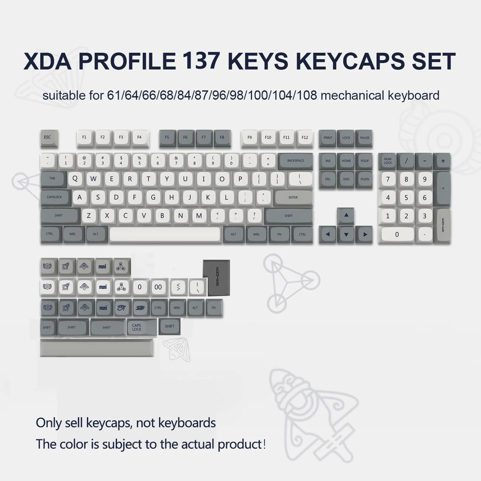 XDA Inspired Dye Sublimation PBT Custom Keycaps Fit MX Switch Mechanical Keyboard