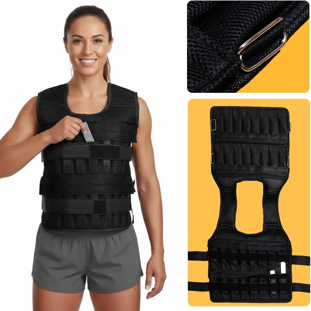 Chaleco de peso ajustable de 20kg, chaleco de entrenamiento de pesas para hombres y mujeres, cómodo entrenamiento de fuerza, correr y Fitness