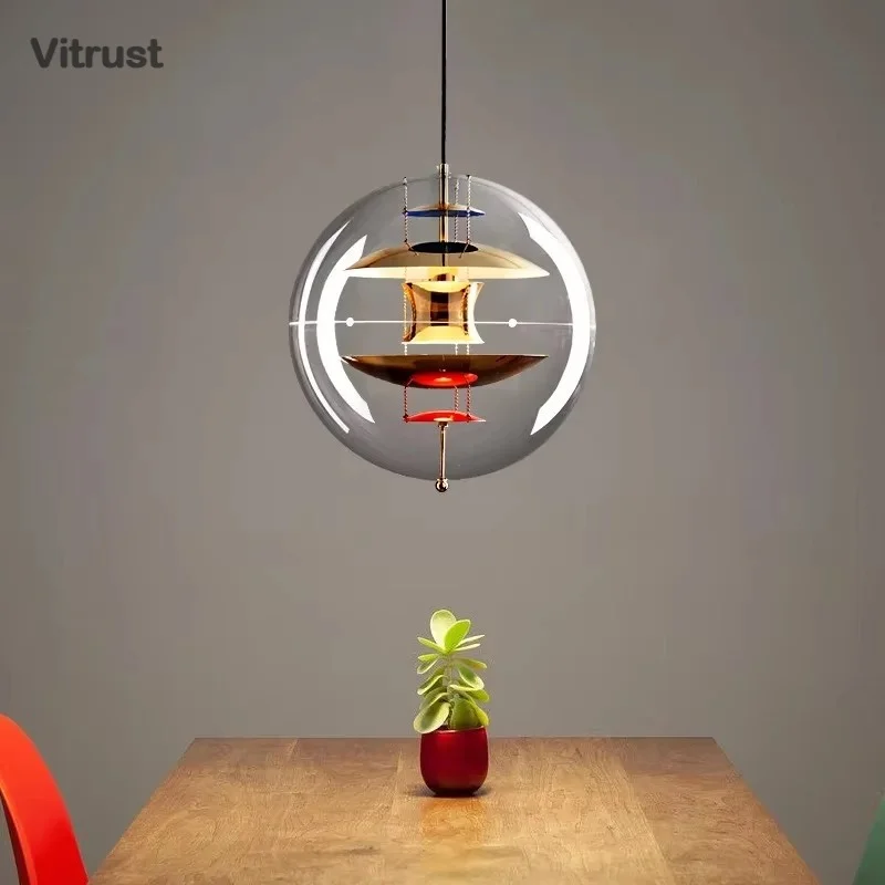 Modern Creative Large Globe Pendant Light Mid Century Hanging Pendant Light Fixture Kitchen Island Glass Ball Pendant Lamp