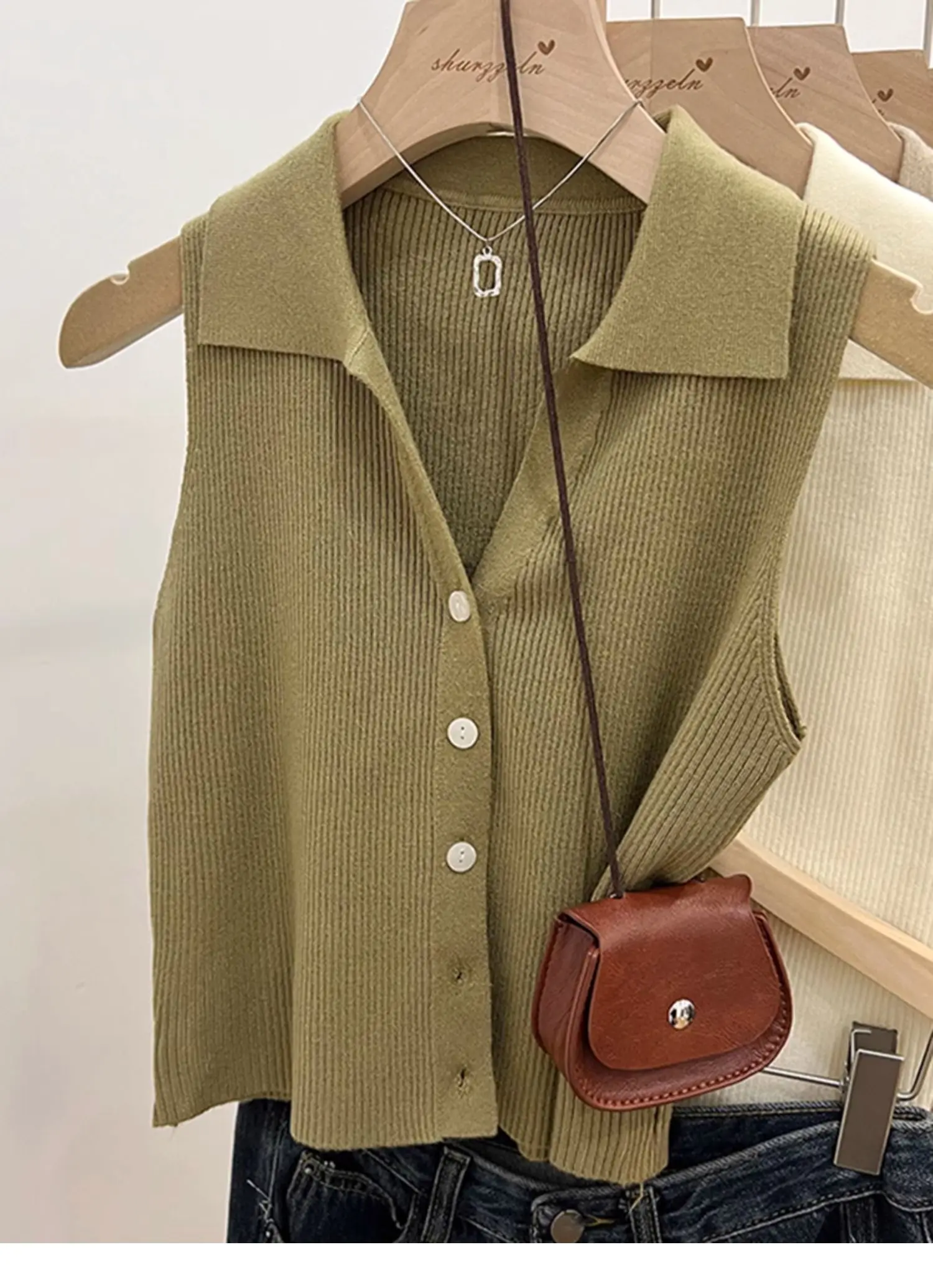 Solid Color Knitted for Women Cardigan Korean Single Breasted Sleeveless Jumper Woman Round Neck All Match Cardigans Outwear