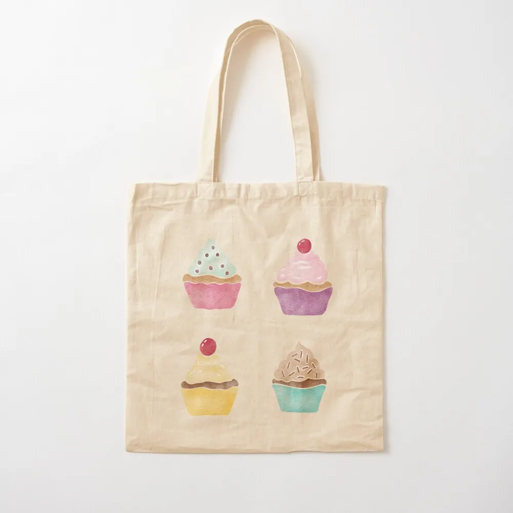 Watercolour Cupcakes Pattern Tote Bag