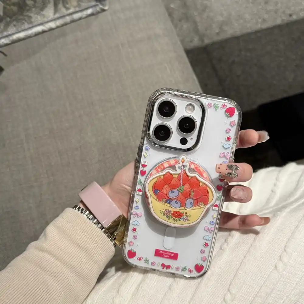 Hot Cute Cartoon Role Hello Kitty Phone Case for Iphone 13 14 15 16 Pro Max Soft Anti-fall Protect Cover with Magnetic Bracket