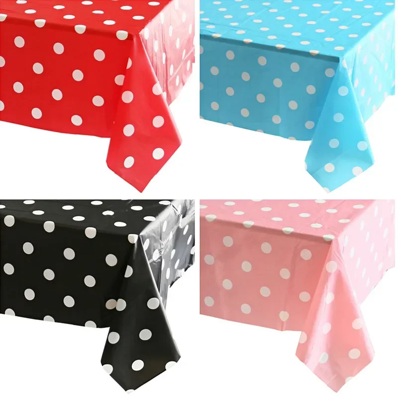 Birthday Party Decoration Tablecloth, Living Room Polka Dot Tablecloth, Home Disposable Cleaning Decoration 137X274CM