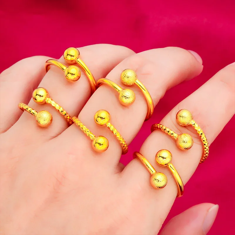 Dubai Spiral Flower Ring Brazilian Women 24K Gold Color Wedding Bride Arabic Ethiopian Big Nigerian Jewellery Moroccan Resizable