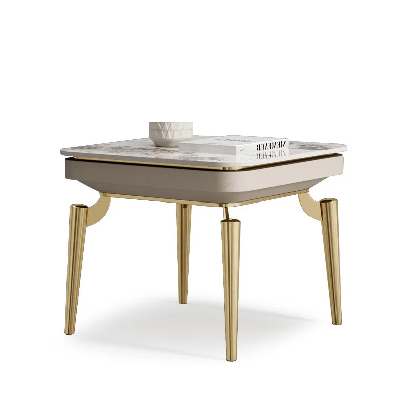 Modern simple rock slab coffee table combination villa living room mobile corner table sofa edge table