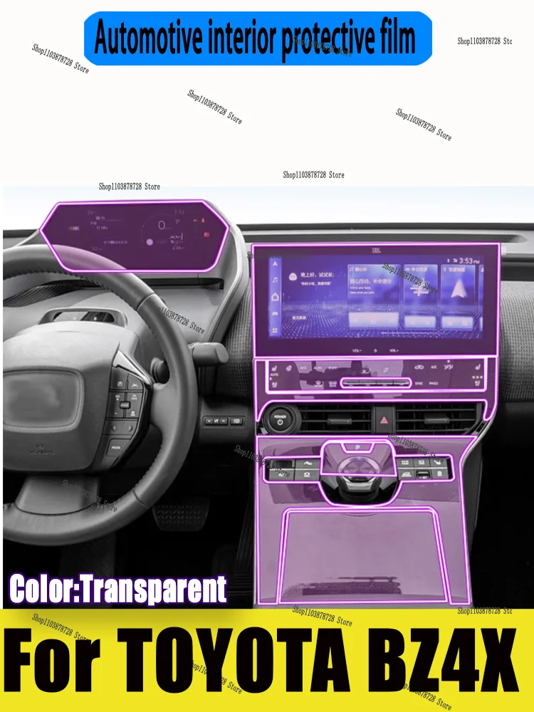 

For TOYOTA BZ4X 2022 2023 2024 TPU Car Gearbox Dashboard Panel Gps Navigation Screen Anti-scratch Protective Film Sticker